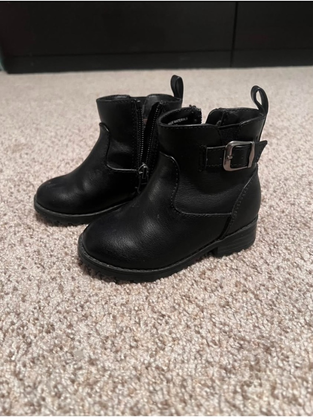 Cat & Jack Girls' Black Ankle Boots with Buckle